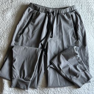Lightweight windbreaker joggers. I took tags off but size small. From amazon.